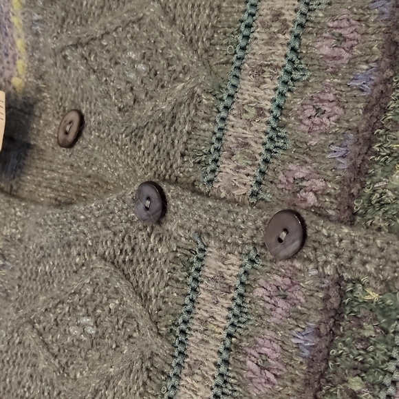 Sigrid Olsen Hand Knitted Silk Mix Button Down Granny'sCore Embellished Cardigan - Picture 9 of 10